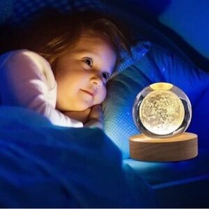 Crystal Ball LED Light with Wooden Base